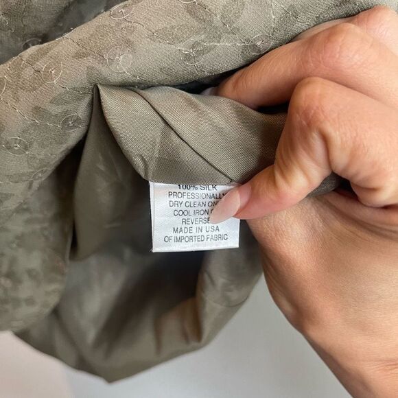 Tamotsu Women's Petite Sleeveless Floral Tropical Print Silk Green Dress Size M - Picture 7 of 8